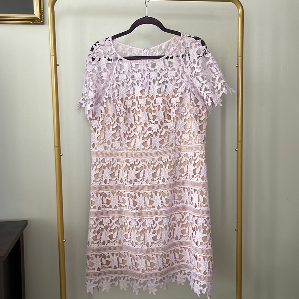 Lilac Eyelet Dress with Nude Lining
